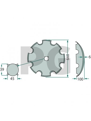 Įgaubtas diskas Dantytas, Ø 710 x 6 mm